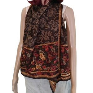 Vintage Perry Ellis Floral Scarf - 100% Silk
